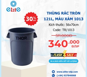 Thùng Rác Tròn 121L, Màu Xám 1013