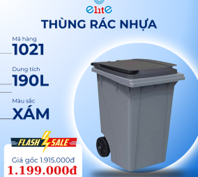 Thùng rác bằng nhựa TRUST 190L màu xám 1021