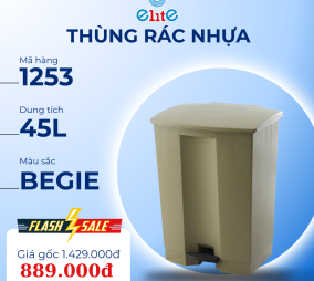 Thùng rác bằng nhựa 45L màu Beige - 1253 