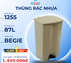 Thùng rác bằng nhựa 87L màu Beige - 1255