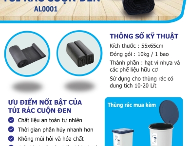 TÚI RÁC CUỘN ĐEN AL0001 – GIẢI PHÁP VỆ SINH AN TOÀN & BẢO VỆ MÔI TRƯỜNG 