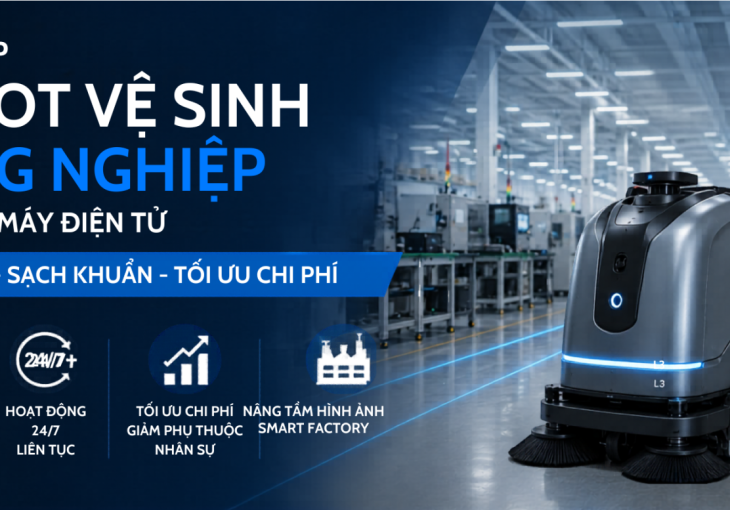 Giải Pháp Robot Vệ Sinh Thông Minh Cho Nhà Máy Điện Tử: Tối Ưu Quy Trình – Nâng Tầm Tiêu Chuẩn Phòng Sạch
