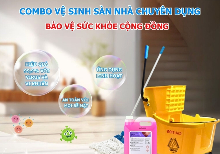 COMBO VỆ SINH SÀN NHÀ CHUYÊN DỤNG – CHỦ ĐỘNG PHÒNG CHỐNG COVID-19